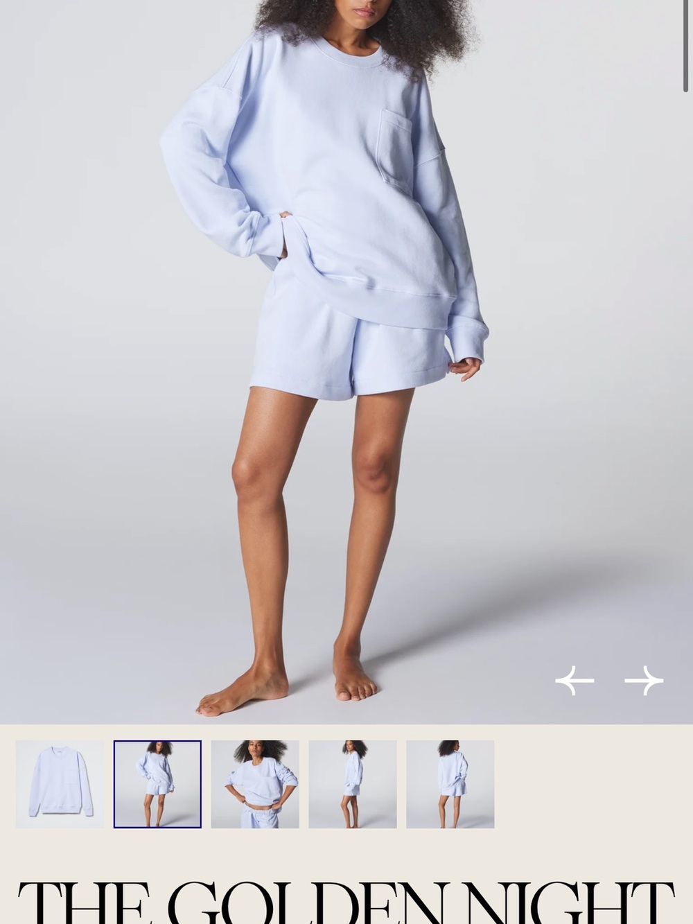 Womens light blue  Cozy Sweatshirt & Shorts Set with Pocket